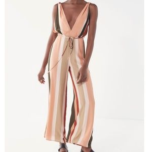 4SI3NNA Plunging Striped Jumpsuit